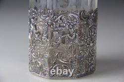 Mauser Sterling Silver Overlay Etched Glass Decanter Read