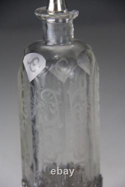 Mauser Sterling Silver Overlay Etched Glass Decanter Read