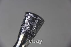 Mauser Sterling Silver Overlay Etched Glass Decanter Read