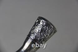 Mauser Sterling Silver Overlay Etched Glass Decanter Read