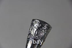 Mauser Sterling Silver Overlay Etched Glass Decanter Read