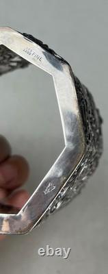 Mauser Sterling Silver Overlay Etched Glass Decanter Read