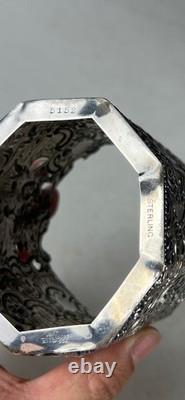 Mauser Sterling Silver Overlay Etched Glass Decanter Read