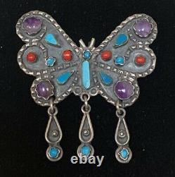 Mexican Sterling Silver Vintage Matl Poulat Style Butterfly Pin Pendant