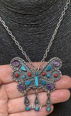 Mexican Sterling Silver Vintage Matl Poulat Style Butterfly Pin Pendant