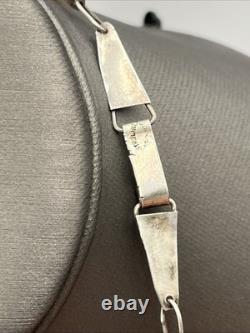 Mexico Sterling Silver Opal Glass Cabochon Collar Necklace 16