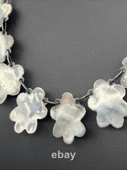 Mexico Sterling Silver Opal Glass Cabochon Collar Necklace 16