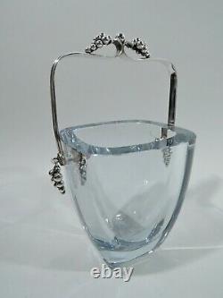 Midcentury Modern Ice Bucket Grape Motif Danish Sterling Silver Glass Dragsted