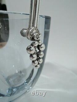 Midcentury Modern Ice Bucket Grape Motif Danish Sterling Silver Glass Dragsted