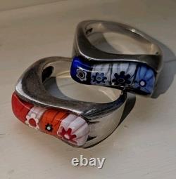 Millefiori Sterling Silver Vintage Floral Ring