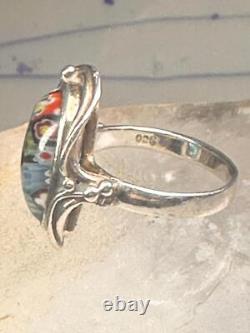 Millefiori ring Caithness glass ring vintage 1980 size 8.25 sterling silver wom