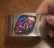 Modernist Sterling Silver 925 Dichroic Glass Cuff Bracelet Signed Mex925