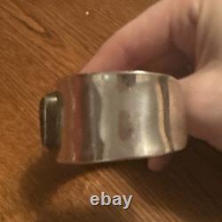 Modernist Sterling Silver 925 dichroic glass Cuff bracelet signed Mex925