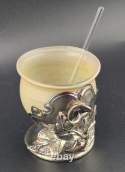 Monot-Stumpf France Sterling Silver Overlay Art Glass Salt Cellar 3rd Convention