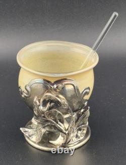 Monot-Stumpf France Sterling Silver Overlay Art Glass Salt Cellar 3rd Convention