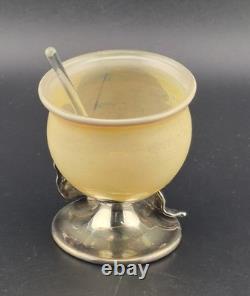 Monot-Stumpf France Sterling Silver Overlay Art Glass Salt Cellar 3rd Convention