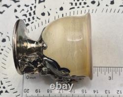 Monot-Stumpf France Sterling Silver Overlay Art Glass Salt Cellar 3rd Convention