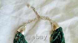 Multi-Strand Roman Glass Necklace. Sterling Silver. Stunning! 2491