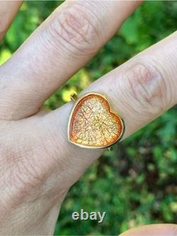 Murano Style Glass Sterling Silver Heart Ring Size 8