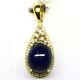 Natural 10 X 12 Mm Blue Sapphire & White Cz Pendant 925 Sterling Silver