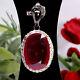 Natural 10 X 13 Mm. Oval Cut Red Ruby & White Cz Pendant 925 Sterling Silver