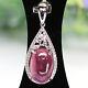 Natural 11 X 12 Mm. Red Ruby & White Cz Pendant 925 Sterling Silver