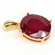 Natural 11 X 14 Mm. Oval Red Ruby Pendant 925 Sterling Silver 14k Gold Plated