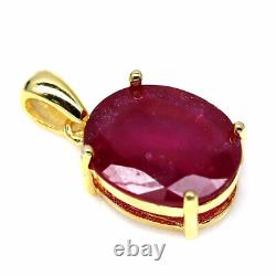 NATURAL 11 X 14 mm. RED RUBY PENDANT 925 STERLING SILVER 14K GOLD PLATED