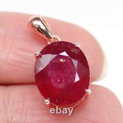 NATURAL 12 X 14 mm. OVAL RED RUBY PENDANT 925 STERLING SILVER