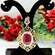Natural 12 X 16 Mm. Oval Cut Red Ruby & White Topaz Pendant 925 Sterling Silver