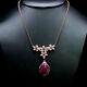 Natural 12 X 24 Mm. Pear Pink Ruby Tourmaline & Cz Necklace 19 925 Silver