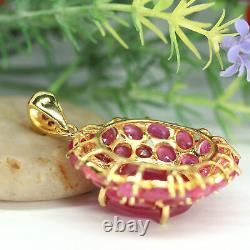 NATURAL 15 X 17 mm. OVAL WITH PINK RUBY PENDANT 925 STERLING SILVER