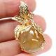 Natural 17 X 20 Mm. Pear Cabochon Yellow Sapphire Pendant 925 Sterling Silver