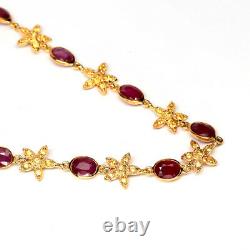 NATURAL 6 X 8 mm. PINK RUBY & YELLOW SAPPHIRE NECKLACE 24 925 STERLING SILVER