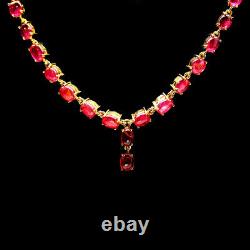 NATURAL 6 X 8mm. PINK RUBY STERLING 925 SILVER NECKLACE 14K GOLD PLATED