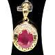 Natural 7 X 9 Mm. Oval Red Ruby & White Cz Pendant 925 Sterling Silver