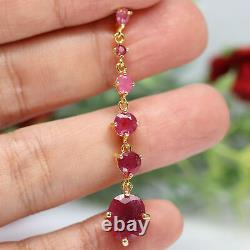 NATURAL 8 X 10 mm. OVAL WITH ROUND RED RUBY LONG PENDANT 925 SILVER