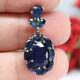 Natural 8 X 11 Mm. Oval Blue Sapphire Pendant 925 Sterling Silver