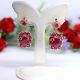 Natural 8 X 11 Mm. Red Ruby & White Cz Earrings 925 Sterling Silver Pink Gold