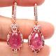 Natural 8 X 13 Mm. Pink Ruby & White Cz 925 Sterling Silver Earrings