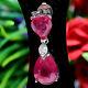 Natural 9 X 11 5 X 9 Mm. Pear Cut Red Ruby & White Cz Pendant 925 Silver
