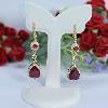 Natural 9 X 11 Mm. Pear Cut Red Ruby & White Cz Earrings 925 Sterling Silver