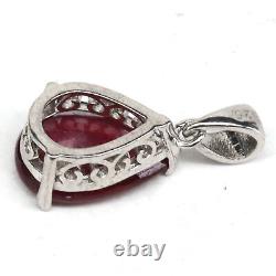 NATURAL 9 X 13 mm. PEAR BLOOD RED RUBY PENDANT 925 STERLING SILVER