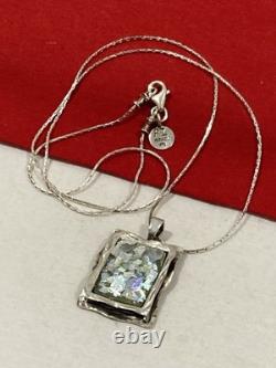 NEW OR PAZ PZ ISRAEL Sterling Silver 925 ROMAN GLASS Pendant 20 Necklace WithBOX