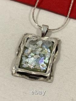 NEW OR PAZ PZ ISRAEL Sterling Silver 925 ROMAN GLASS Pendant 20 Necklace WithBOX