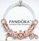 New Pandora Silver Bracelet Rose Gold Crown Valentine Heart European Charms. Box