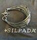 New Silpada B2143 Sterling Silver Hematite Glass Grey Leather Bracelet