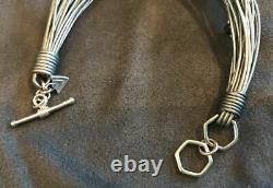 NEW SILPADA B2143 Sterling Silver Hematite Glass Grey Leather Bracelet