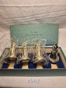 NOS Empire Silver Co Sterling Silver Weighted Glass Lined Salt Pepper Shakers