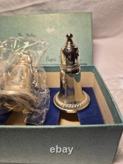 NOS Empire Silver Co Sterling Silver Weighted Glass Lined Salt Pepper Shakers